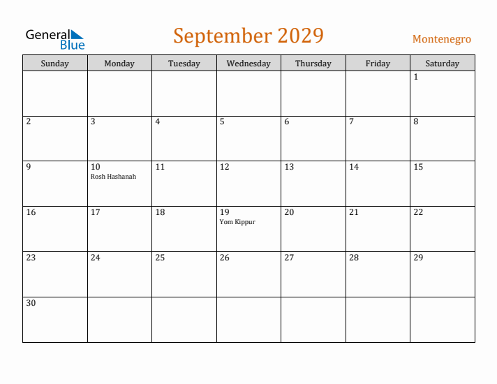 September 2029 Holiday Calendar with Sunday Start