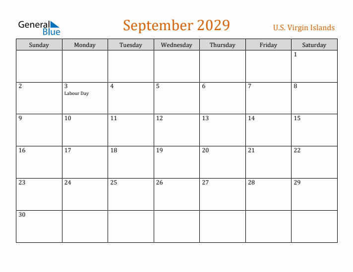 September 2029 Holiday Calendar with Sunday Start
