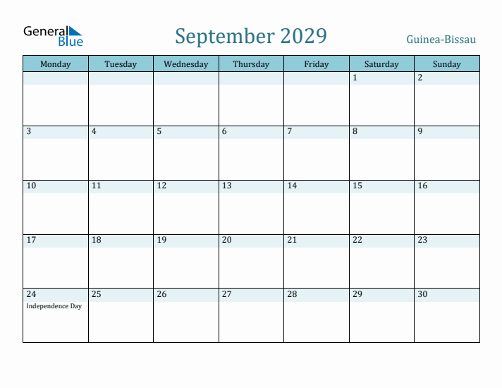September 2029 Calendar with Holidays