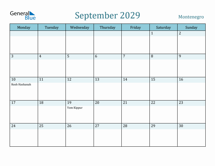 September 2029 Calendar with Holidays