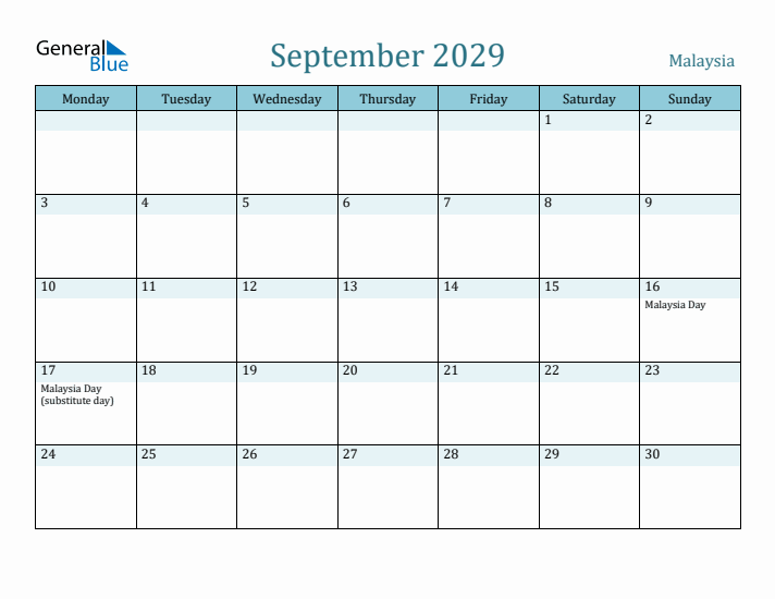 September 2029 Calendar with Holidays