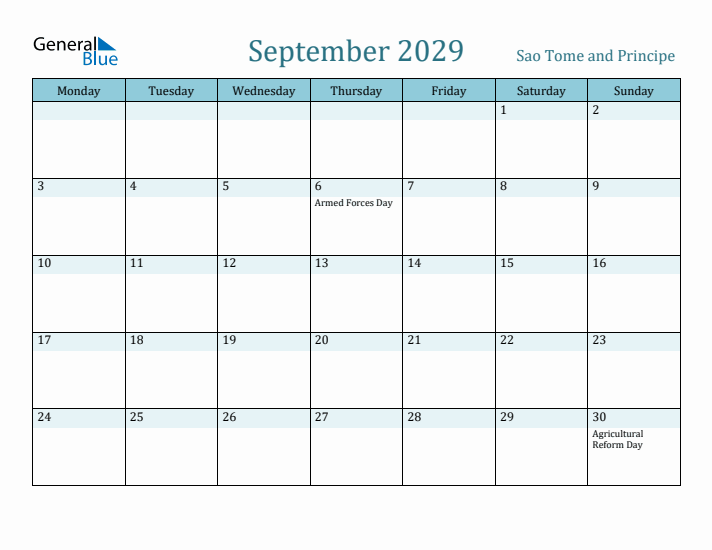 September 2029 Calendar with Holidays
