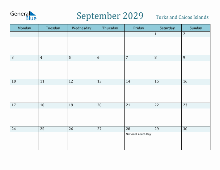 September 2029 Calendar with Holidays