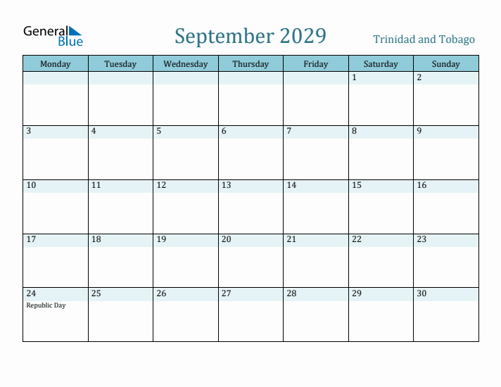 September 2029 Calendar with Holidays