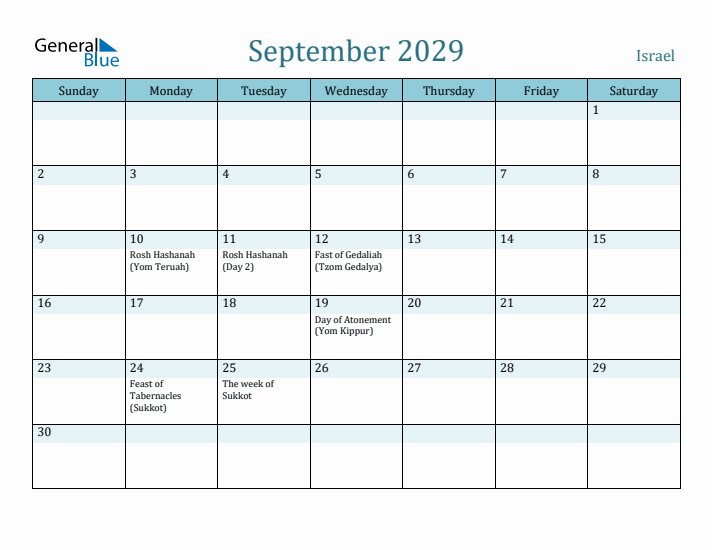 September 2029 Calendar with Holidays