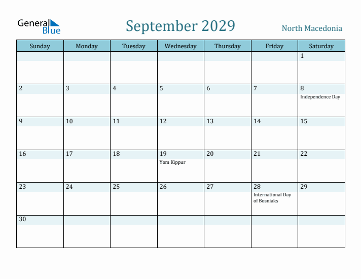 September 2029 Calendar with Holidays