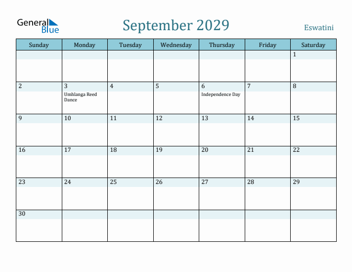 September 2029 Calendar with Holidays