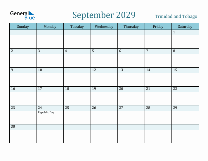 September 2029 Calendar with Holidays