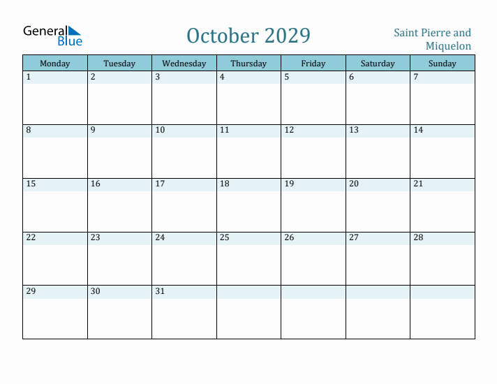 October 2029 Calendar with Holidays