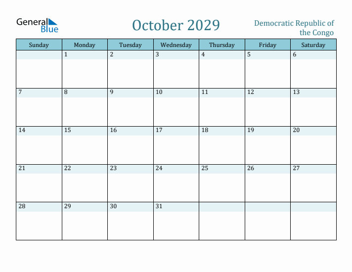 October 2029 Calendar with Holidays