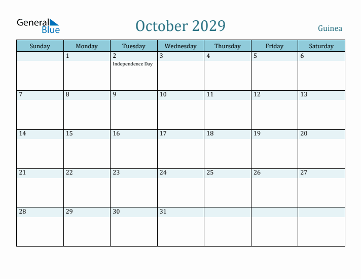 October 2029 Calendar with Holidays