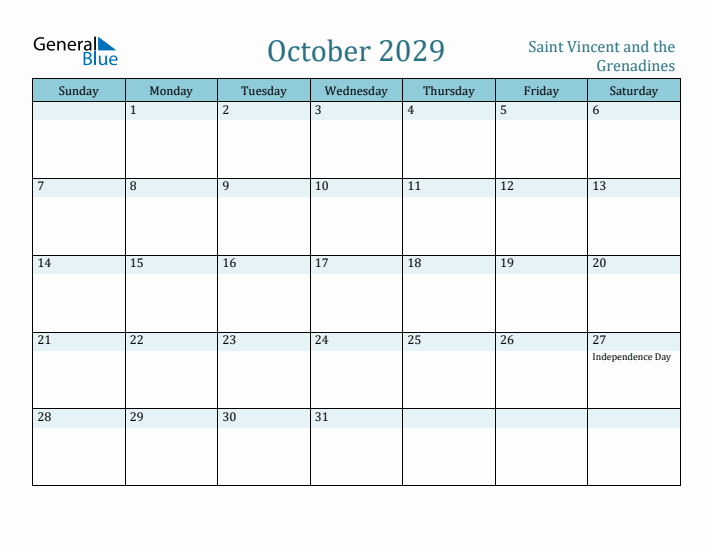 October 2029 Calendar with Holidays