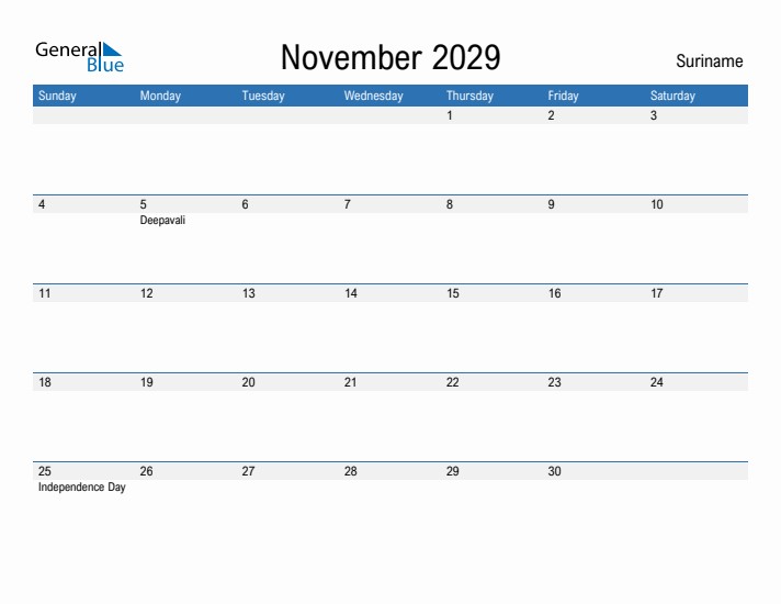 Fillable November 2029 Calendar