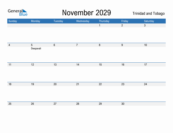 Fillable November 2029 Calendar