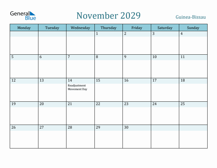 November 2029 Calendar with Holidays