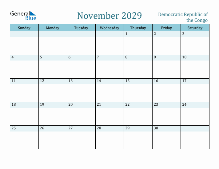 November 2029 Calendar with Holidays