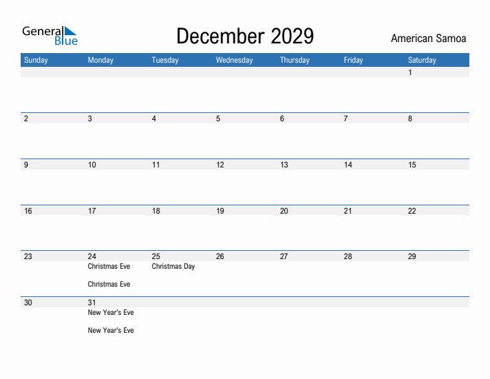 Fillable December 2029 Calendar