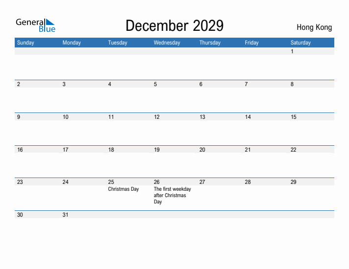 Fillable December 2029 Calendar