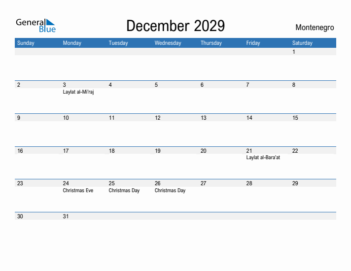 Fillable December 2029 Calendar