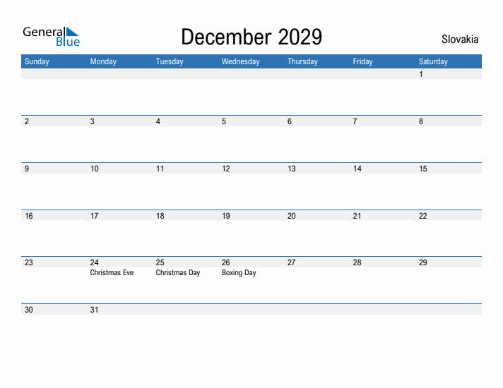 Fillable December 2029 Calendar