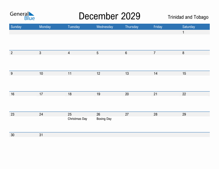Fillable December 2029 Calendar