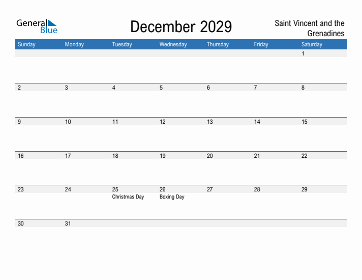 Fillable December 2029 Calendar