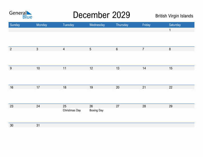 Fillable December 2029 Calendar