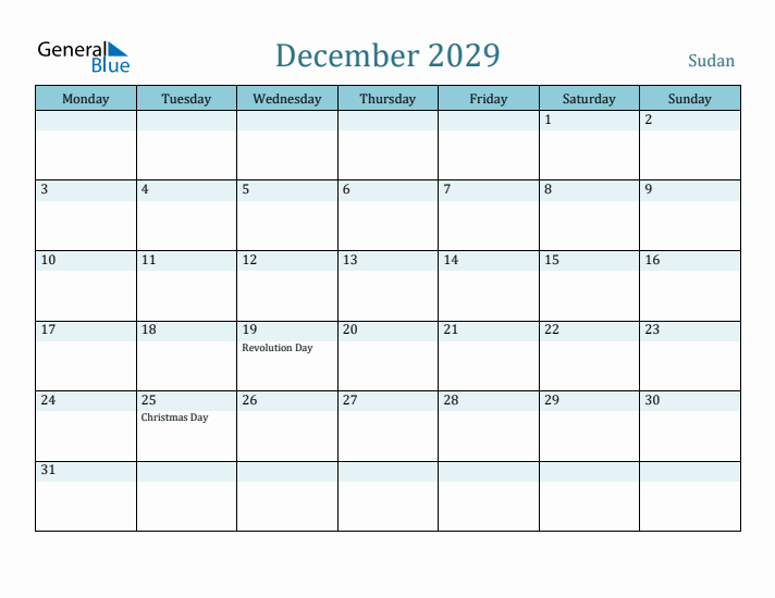 December 2029 Calendar with Holidays