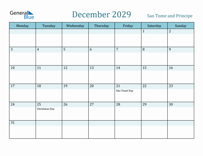 December 2029 Calendar with Holidays