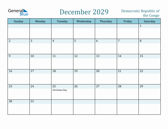December 2029 Calendar with Holidays