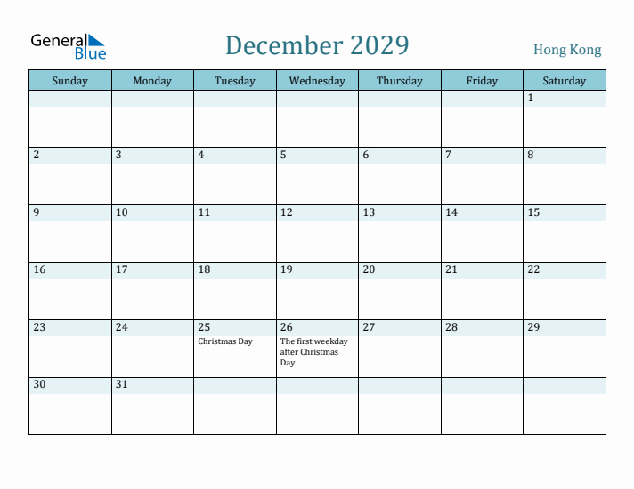 December 2029 Calendar with Holidays