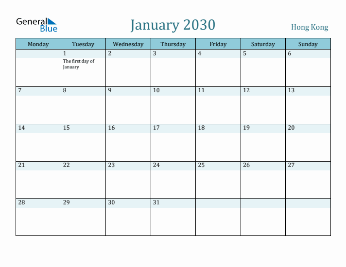 January 2030 Calendar with Holidays