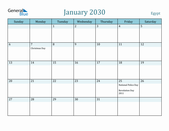 January 2030 Calendar with Holidays