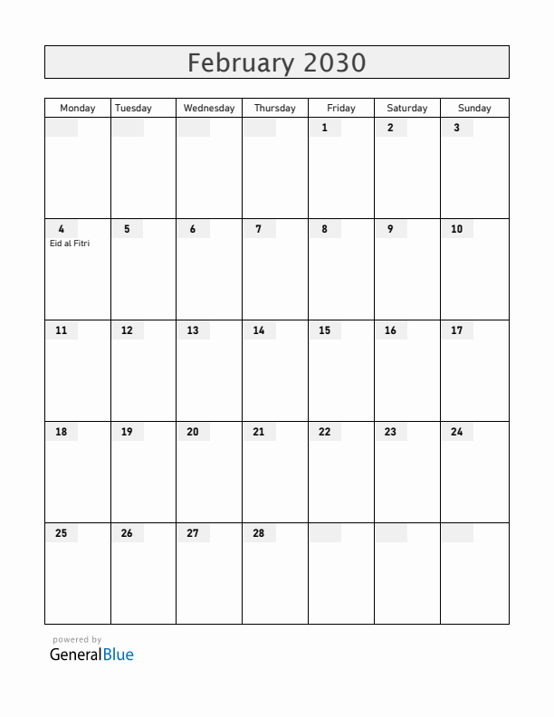 Malawi February 2030 Calendar with Holidays