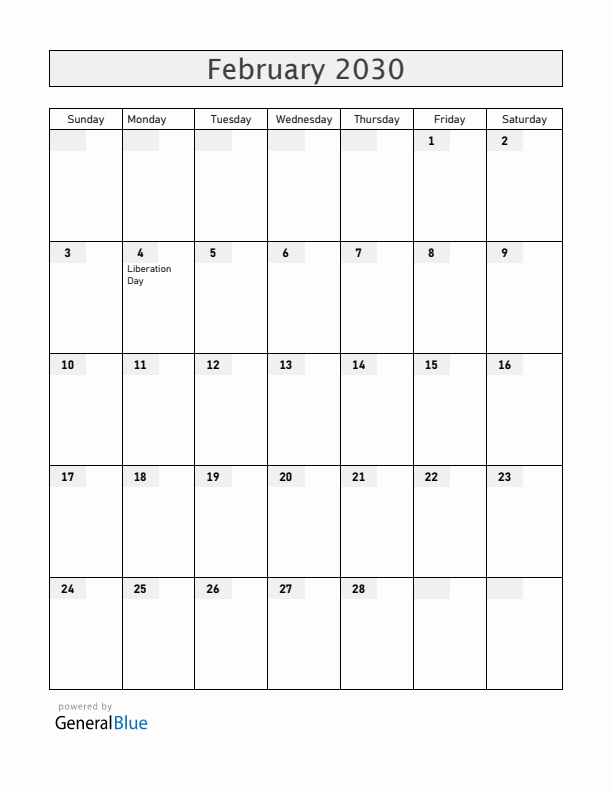 Angola February 2030 Calendar with Holidays