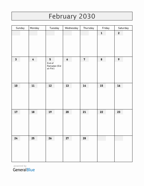 South Sudan February 2030 Calendar with Holidays