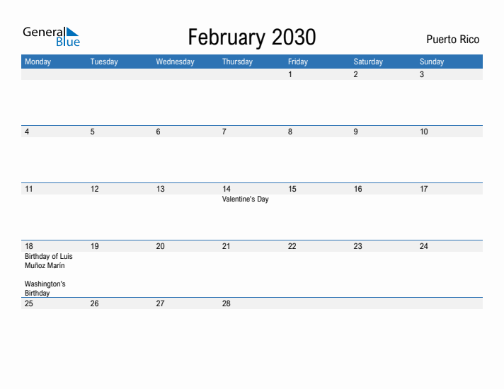 Fillable February 2030 Calendar