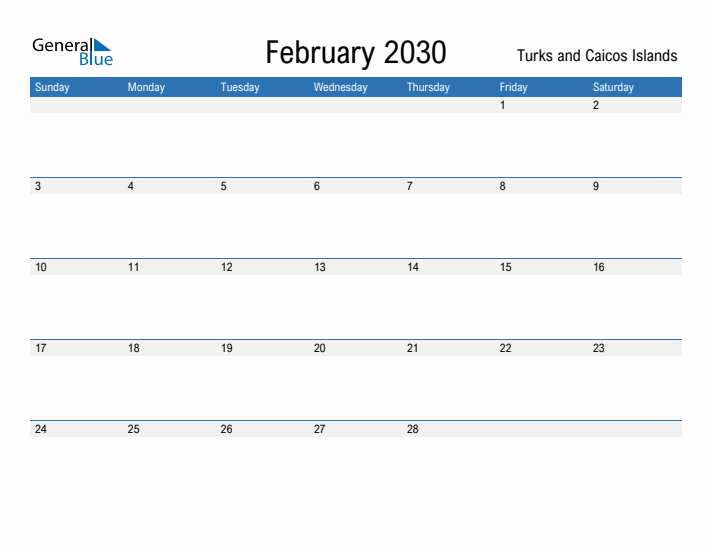 Fillable February 2030 Calendar