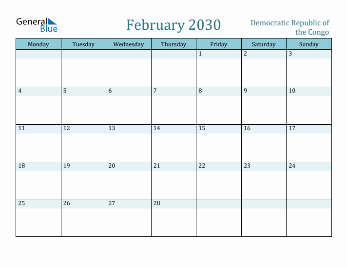 February 2030 Calendar with Holidays