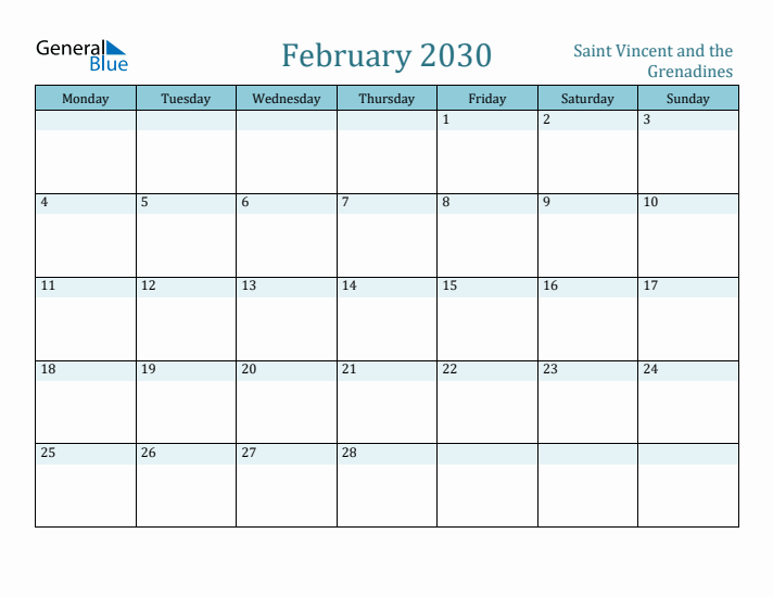 February 2030 Calendar with Holidays