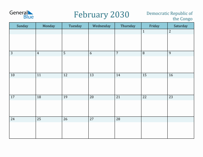 February 2030 Calendar with Holidays