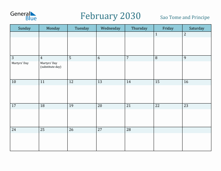 February 2030 Calendar with Holidays