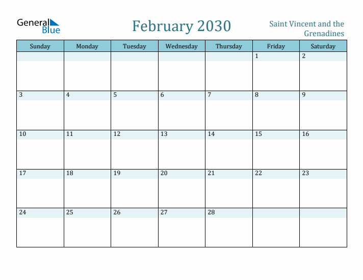 February 2030 Calendar with Holidays
