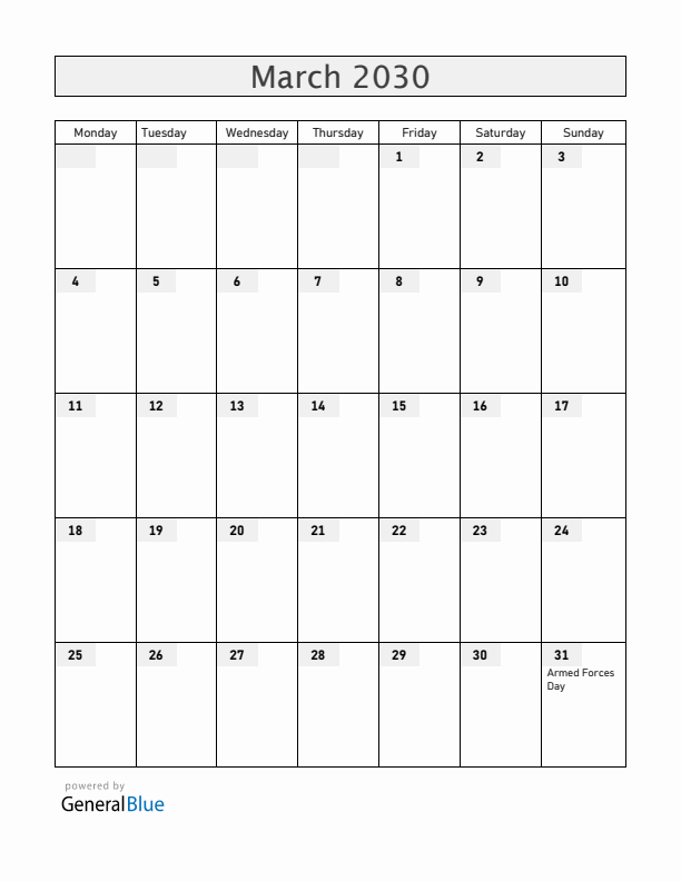 Brunei March 2030 Calendar with Holidays