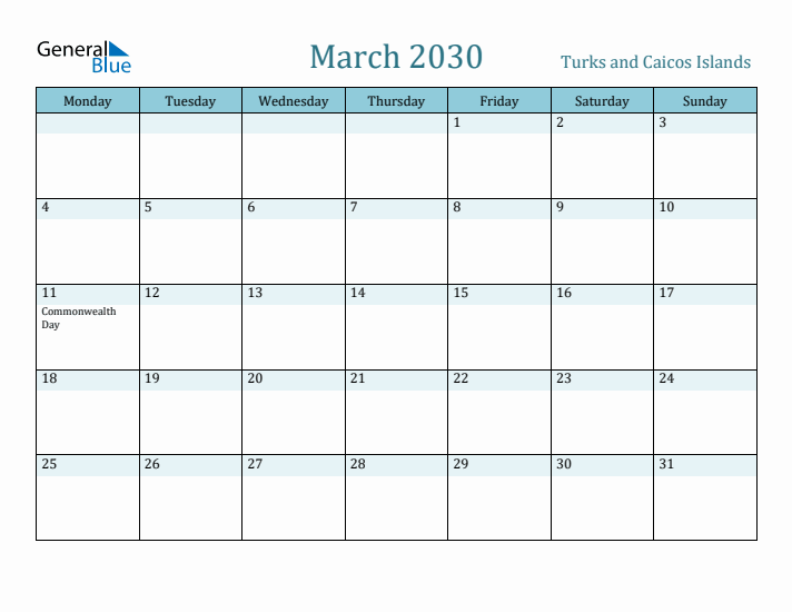 March 2030 Calendar with Holidays