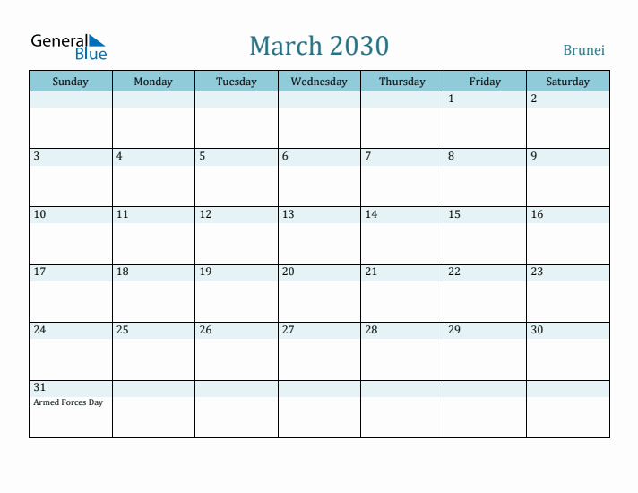 March 2030 Calendar with Holidays