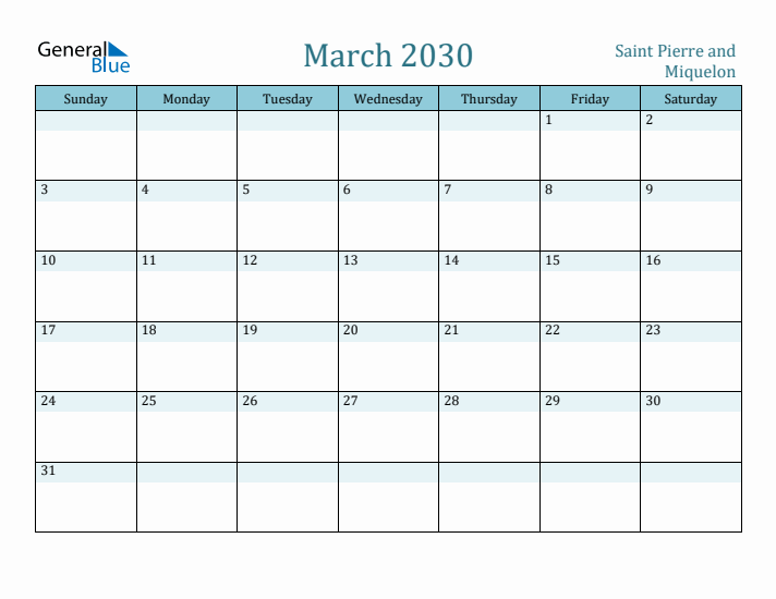 March 2030 Calendar with Holidays
