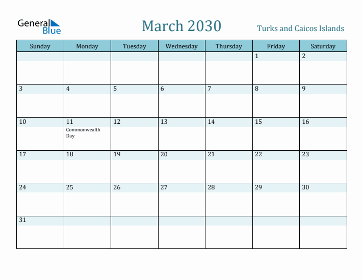 March 2030 Calendar with Holidays