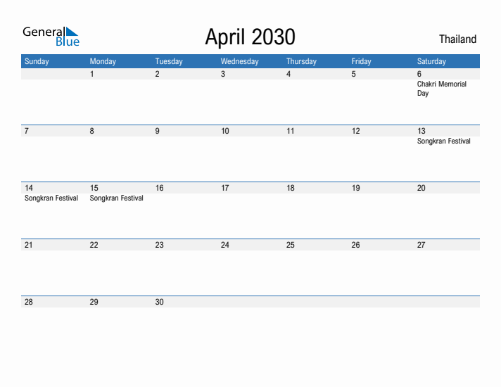 Fillable April 2030 Calendar