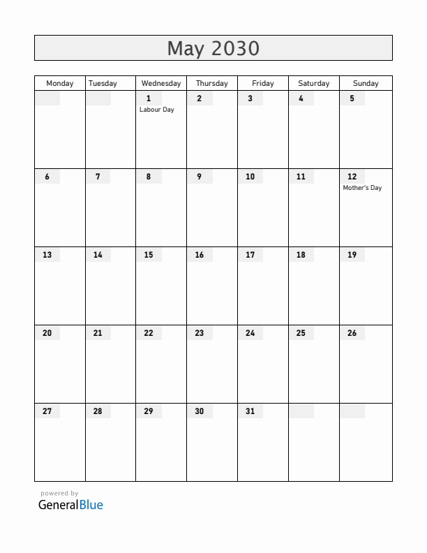Cyprus May 2030 Calendar with Holidays